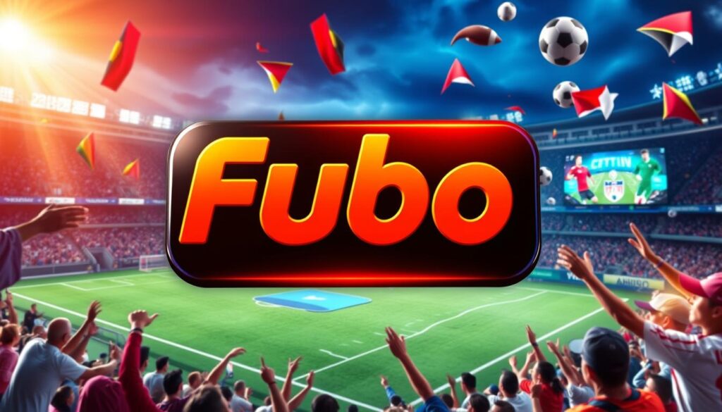 Generate an image of the Fubo TV logo with a sports theme Generate an image of the Fubo TV logo with a sports theme