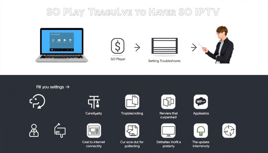 Generate an image representing SO Player IPTV troubleshooting Generate an image representing SO Player IPTV troubleshooting