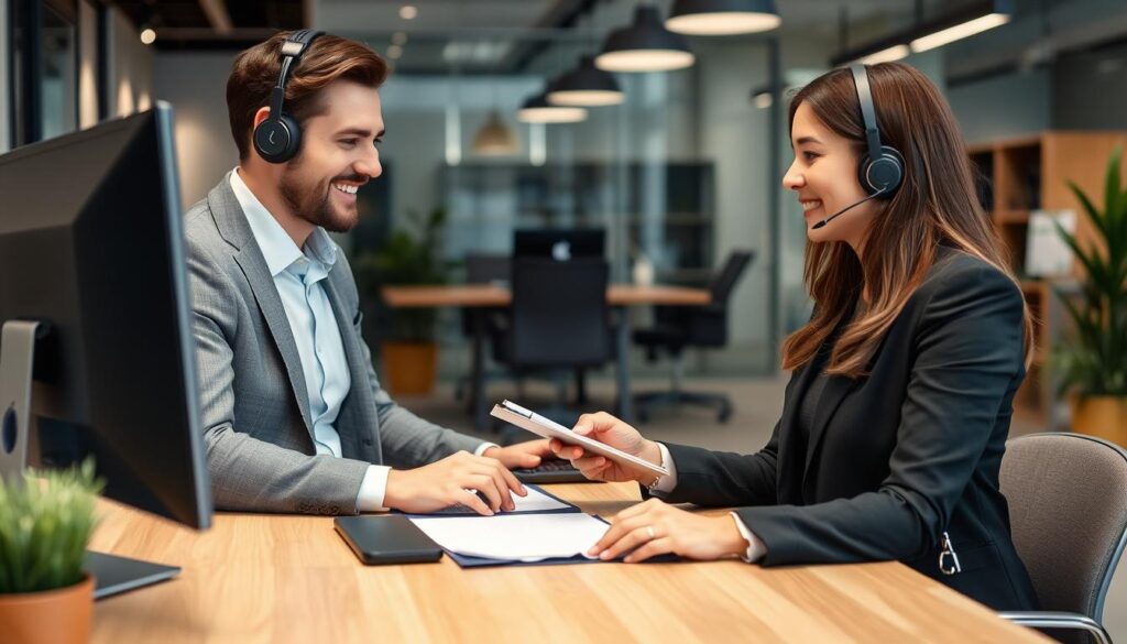 Image of a customer support representative assisting a client Image of a customer support representative assisting a client