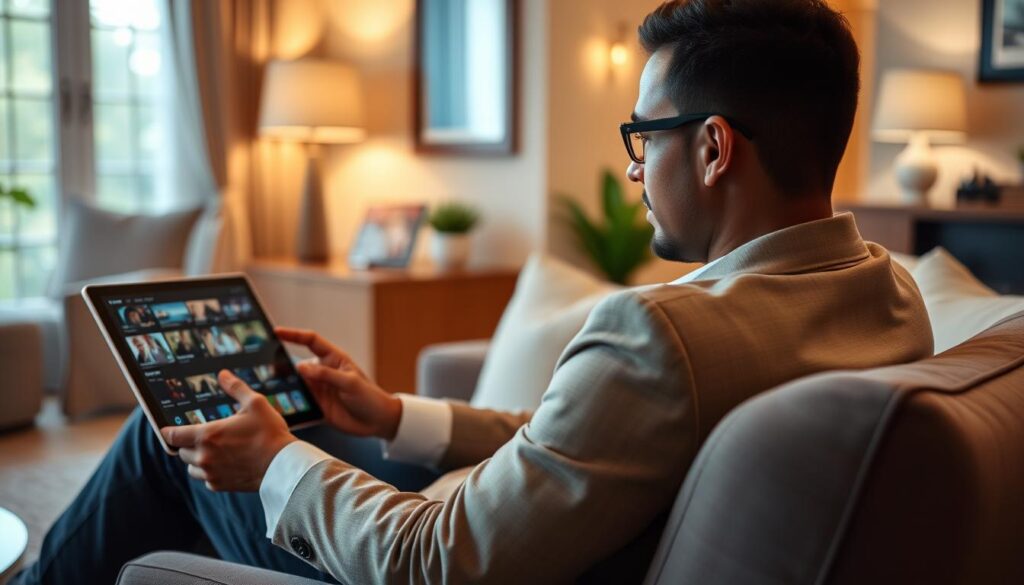 Image of a person enjoying Hulu + Live TV on multiple devices Image of a person enjoying Hulu + Live TV on multiple devices