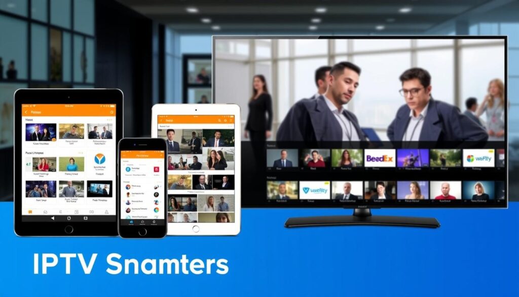 An image of IPTV Smarters app on various devices. An image of IPTV Smarters app on various devices.