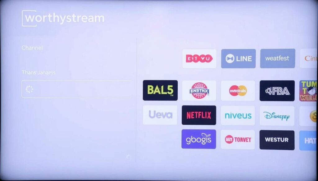 An image of Worthystream's interface showcasing its channel lineup. An image of Worthystream's interface showcasing its channel lineup.