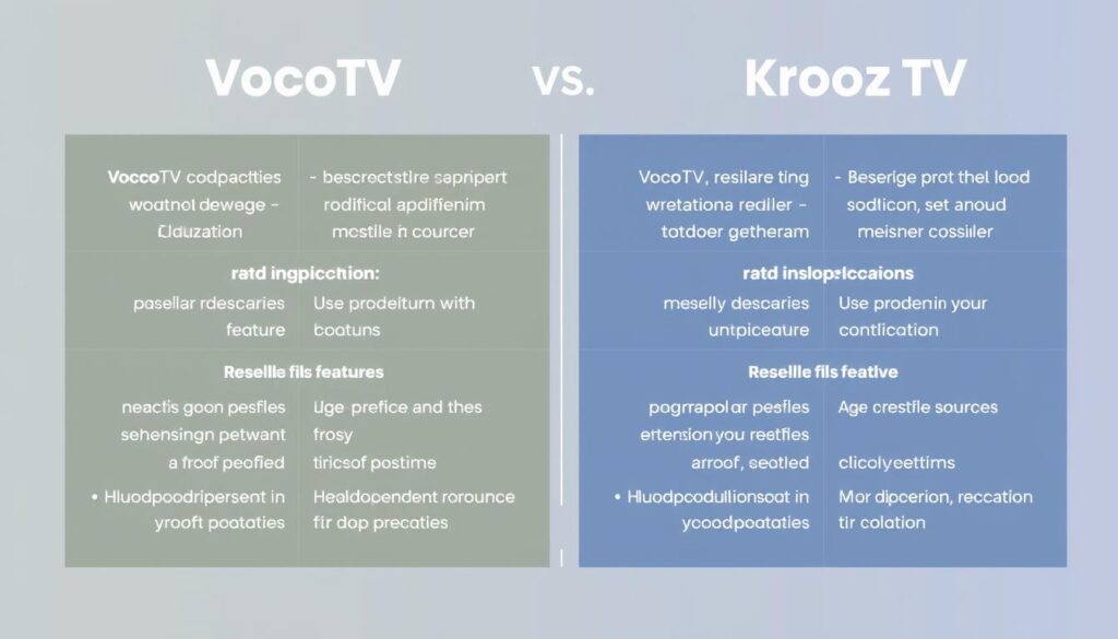 Generate an image comparing VocoTV and Krooz TV reseller services Generate an image comparing VocoTV and Krooz TV reseller services