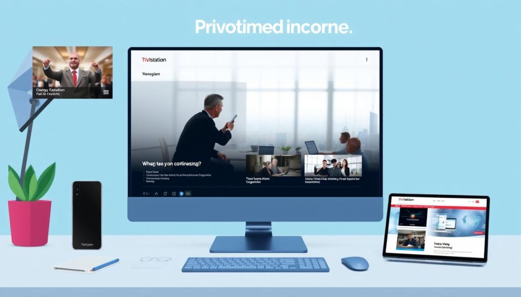 Generate an image highlighting TiVistation's premium content and user-friendly interface. Generate an image highlighting TiVistation's premium content and user-friendly interface.