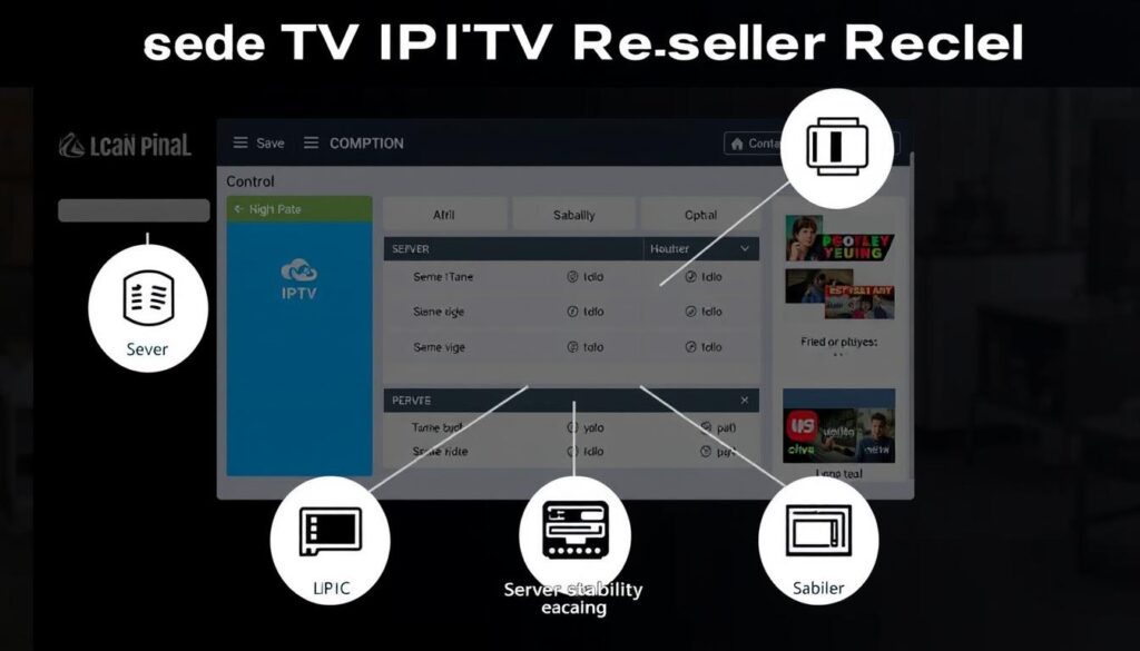 Generate an image of Falcon TV IPTV Reseller's control panel showing its server stability features. Generate an image of Falcon TV IPTV Reseller's control panel showing its server stability features.