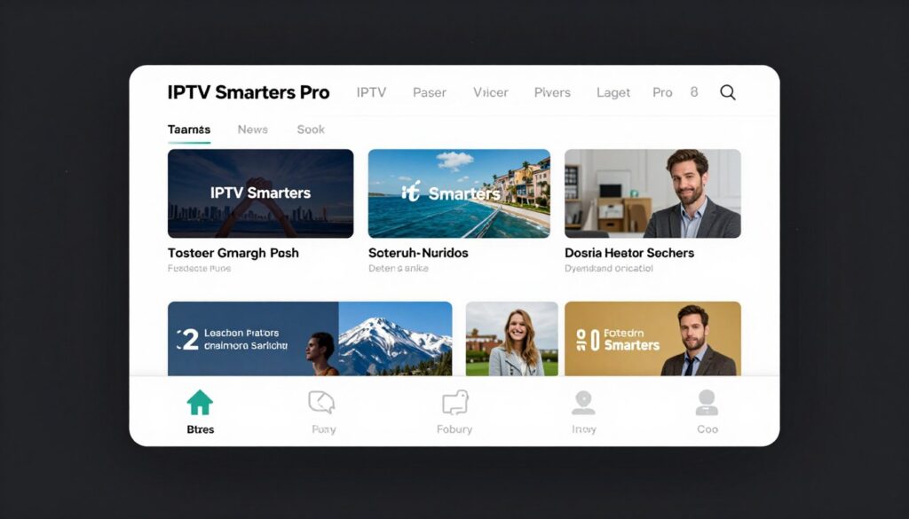 Generate an image of IPTV Smarters Pro app interface Generate an image of IPTV Smarters Pro app interface