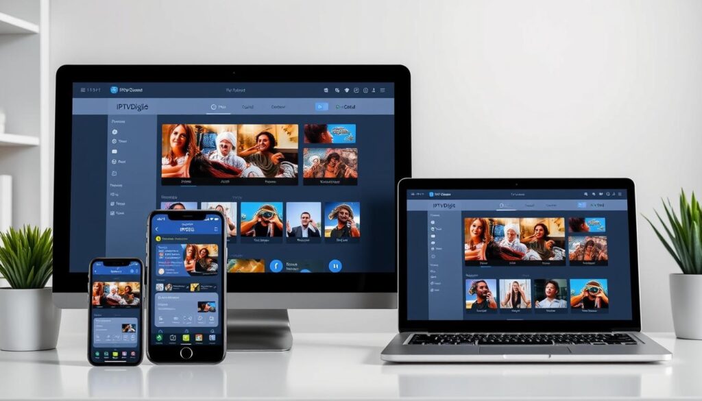 Generate an image of IPTVDigi's interface on various devices Generate an image of IPTVDigi's interface on various devices
