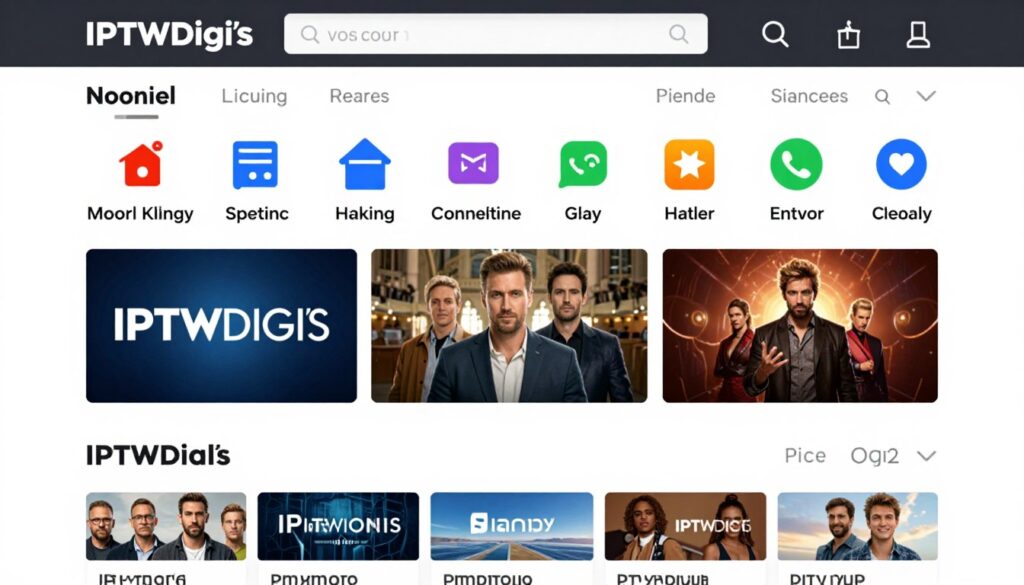 Generate an image of IPTVDigi's interface showcasing its extensive channel lineup. Generate an image of IPTVDigi's interface showcasing its extensive channel lineup.