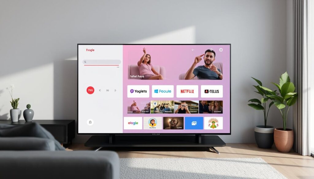 Generate an image of TiviMate on an Android TV. Generate an image of TiviMate on an Android TV.
