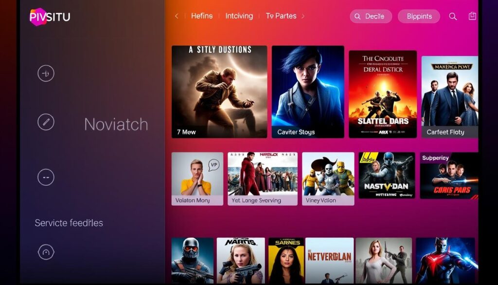 Generate an image of a budget-friendly IPTV VOD service interface Generate an image of a budget-friendly IPTV VOD service interface