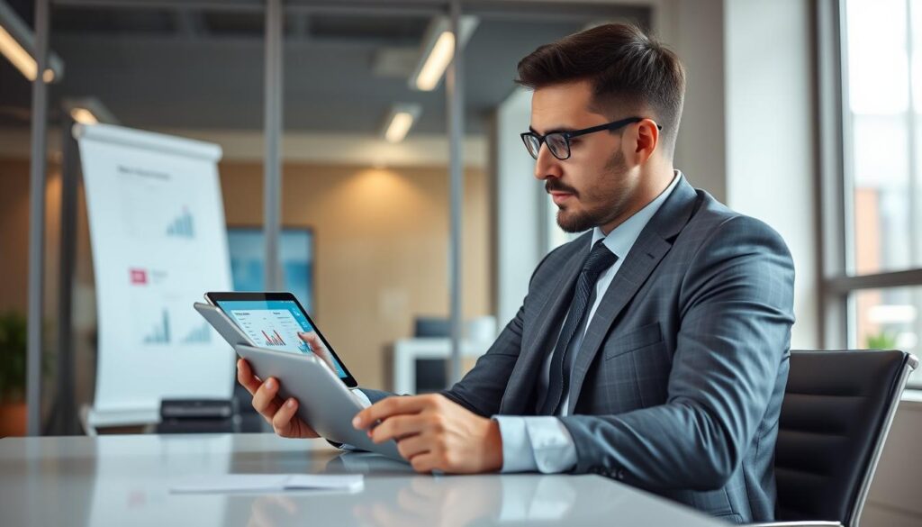 Generate an image of a person comparing different IPTV subscription plans on a tablet Generate an image of a person comparing different IPTV subscription plans on a tablet