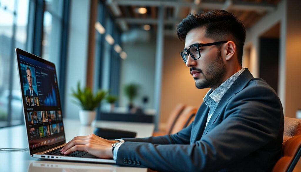 Generate an image of a person using a VPN on their device while streaming IPTV content. Generate an image of a person using a VPN on their device while streaming IPTV content.