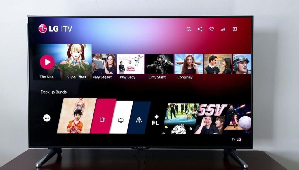 Generate an image of the SS IPTV interface on an LG Smart TV. Generate an image of the SS IPTV interface on an LG Smart TV.