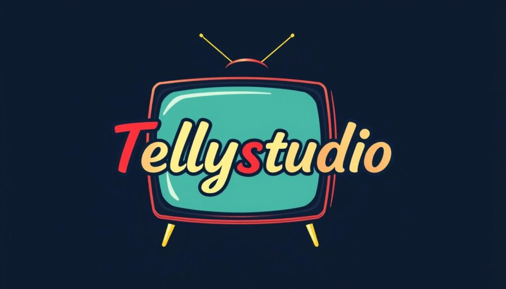 Generate an image of the Tellystudio logo with a retro TV theme. Generate an image of the Tellystudio logo with a retro TV theme.