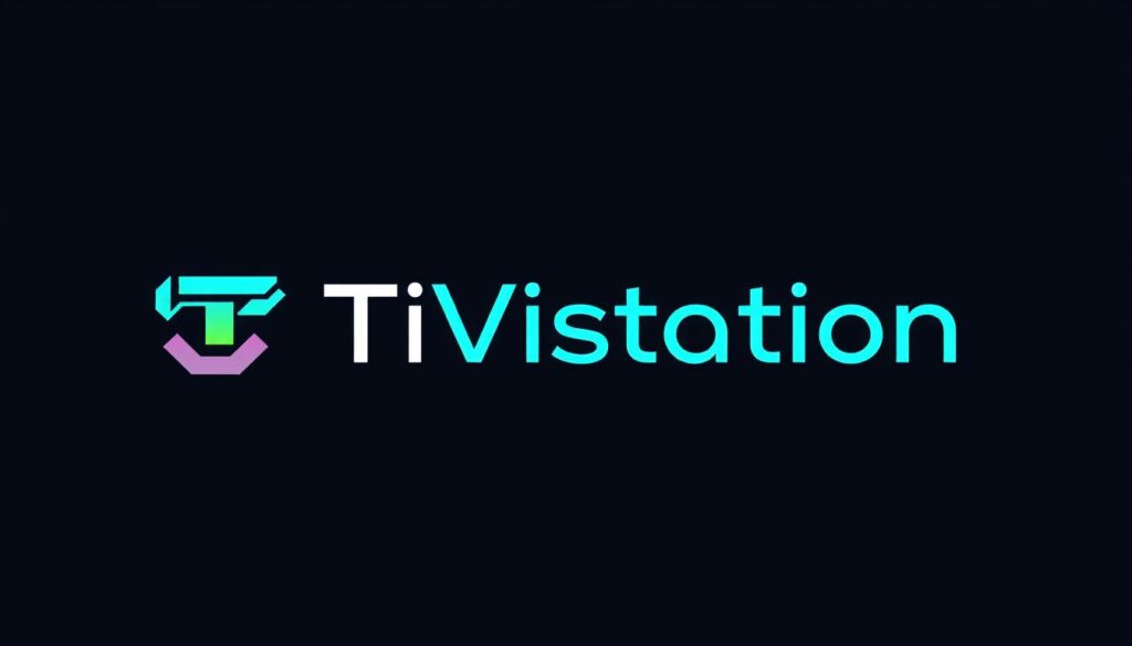 Generate an image of the TiVistation logo with a futuristic design. Generate an image of the TiVistation logo with a futuristic design.