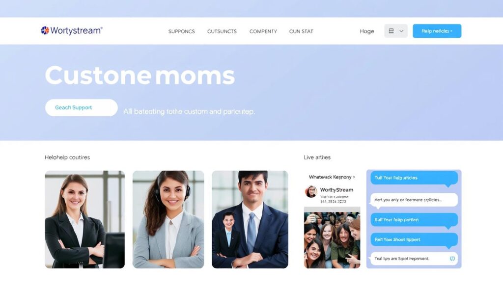 Generate an image of the Worthystream customer support page. Generate an image of the Worthystream customer support page.