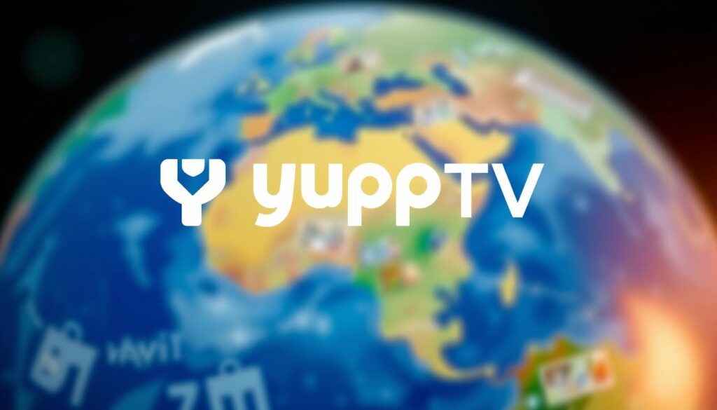 Generate an image of the YuppTV logo with a globe in the background, symbolizing international connectivity. Generate an image of the YuppTV logo with a globe in the background, symbolizing international connectivity.