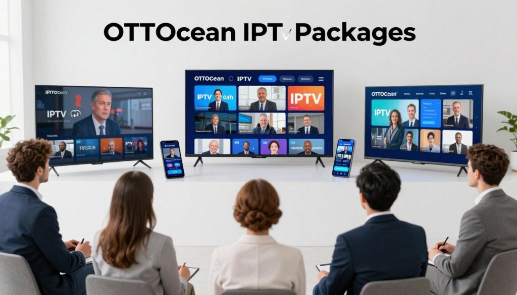 Generate an image representing OTTOcean's customizable IPTV subscription packages. Generate an image representing OTTOcean's customizable IPTV subscription packages.