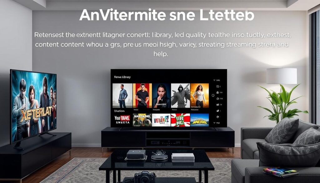 Generate an image representing XtreamView IPTV's extensive content library and high-quality streaming. Generate an image representing XtreamView IPTV's extensive content library and high-quality streaming.