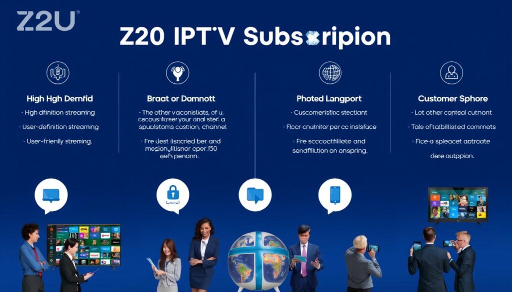 Generate an image representing Z2U IPTV Subscription features Generate an image representing Z2U IPTV Subscription features