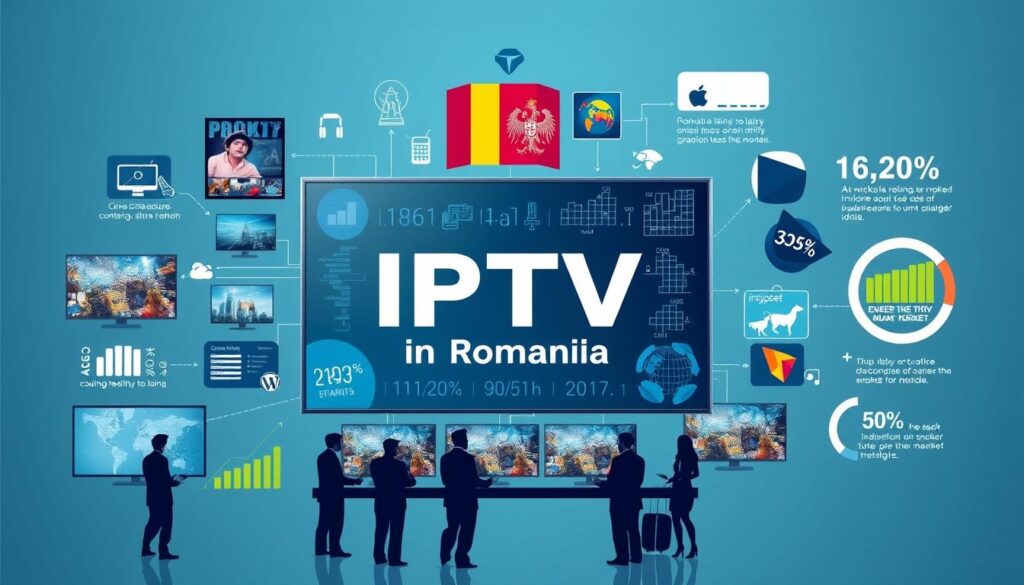 Generate an image representing the IPTV market in Romania Generate an image representing the IPTV market in Romania