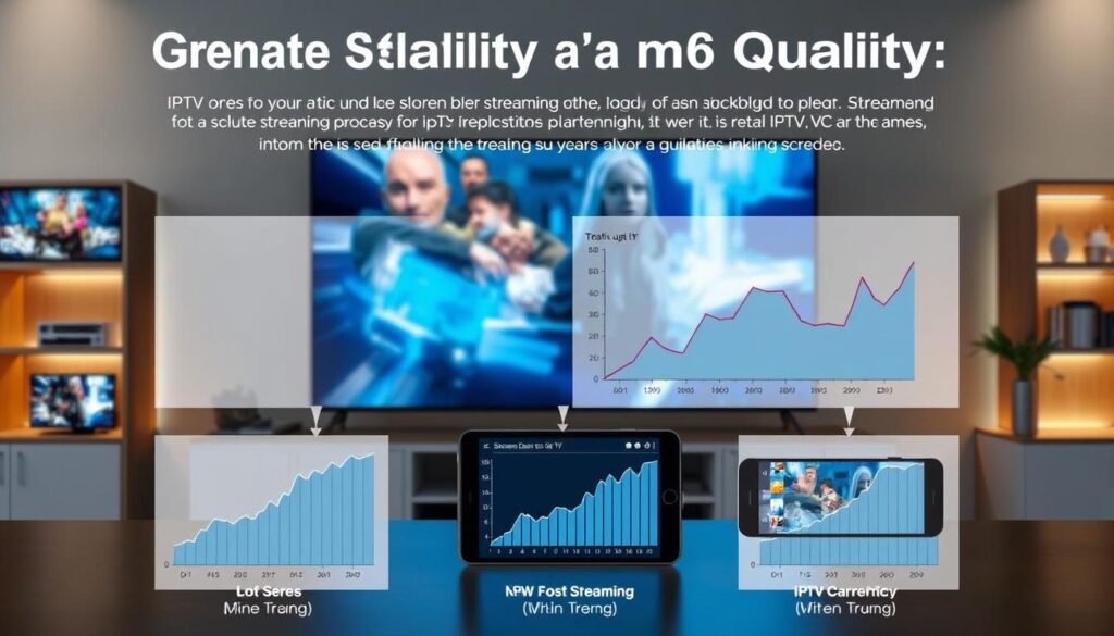 Generate an image showcasing IPTV Trends' stability and quality streaming. Generate an image showcasing IPTV Trends' stability and quality streaming.