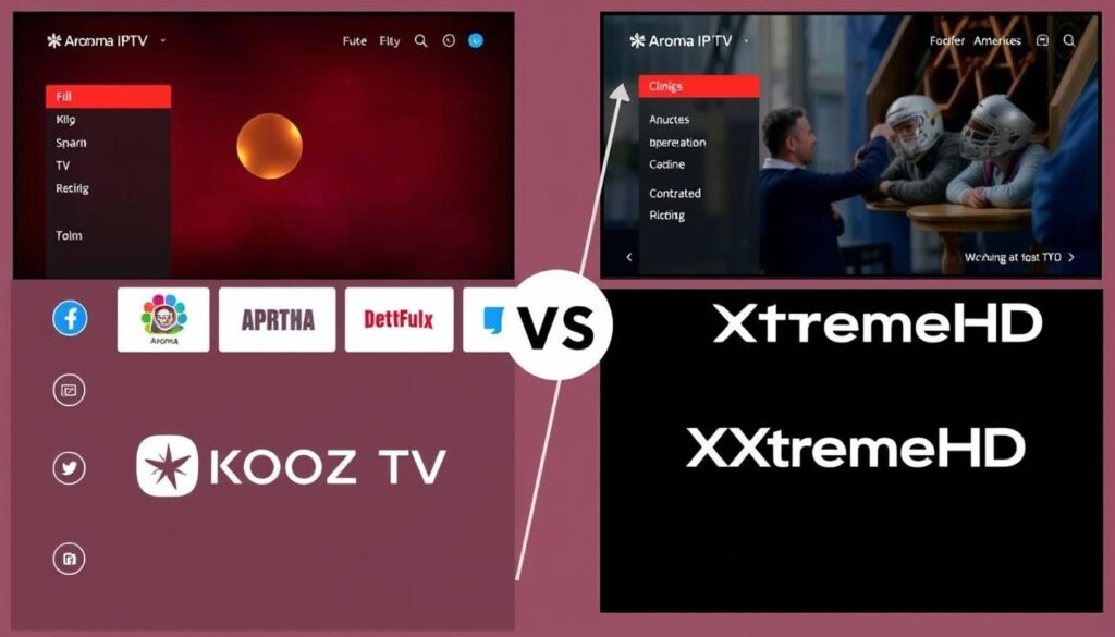 Image of Aroma IPTV interface comparison with Krooz TV and XtremeHD Image of Aroma IPTV interface comparison with Krooz TV and XtremeHD
