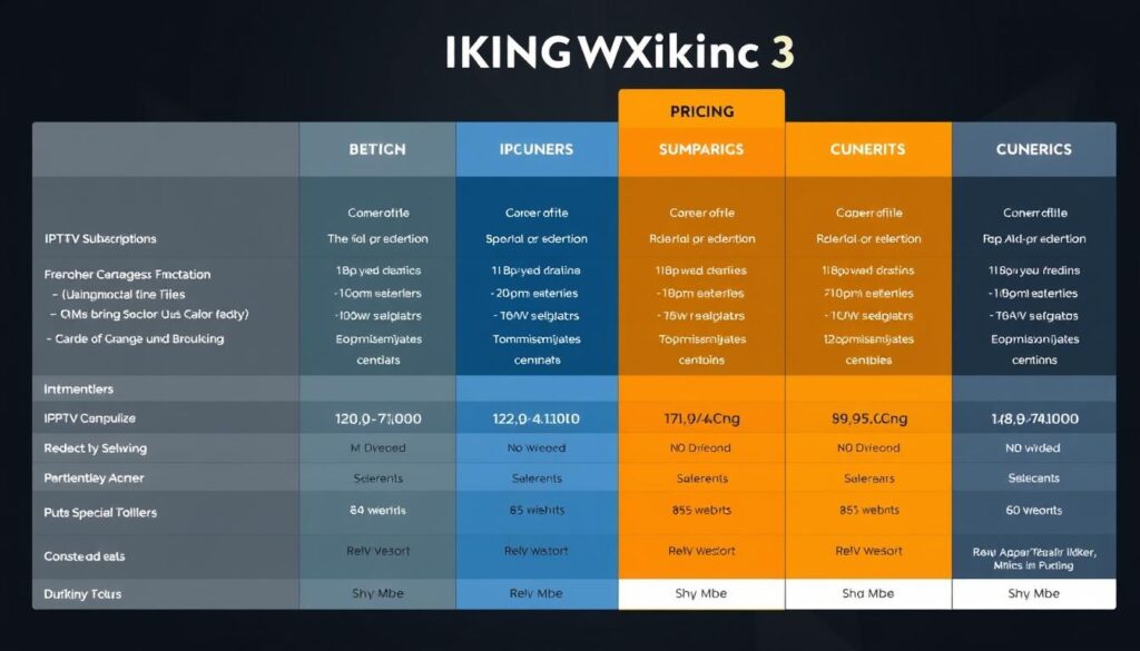 Image of IPTV King pricing plans comparison chart Image of IPTV King pricing plans comparison chart