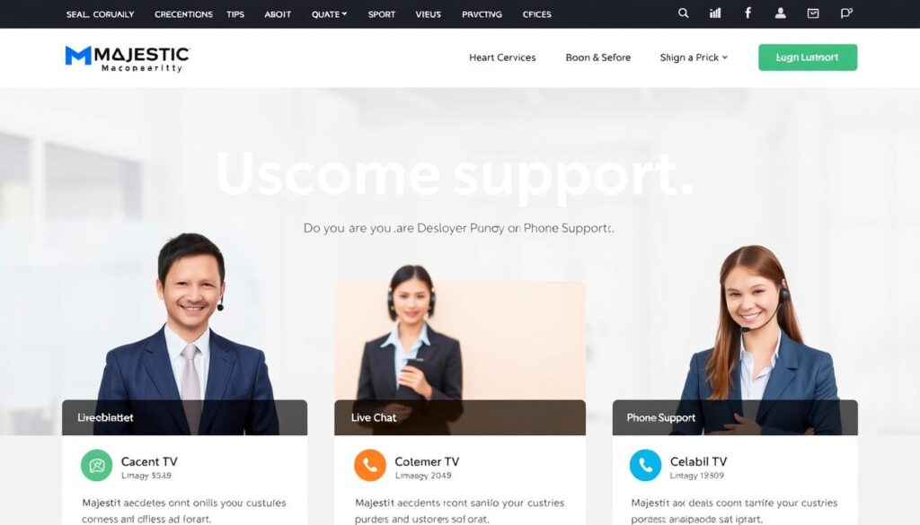 Image of Majestic IPTV's customer support page Image of Majestic IPTV's customer support page
