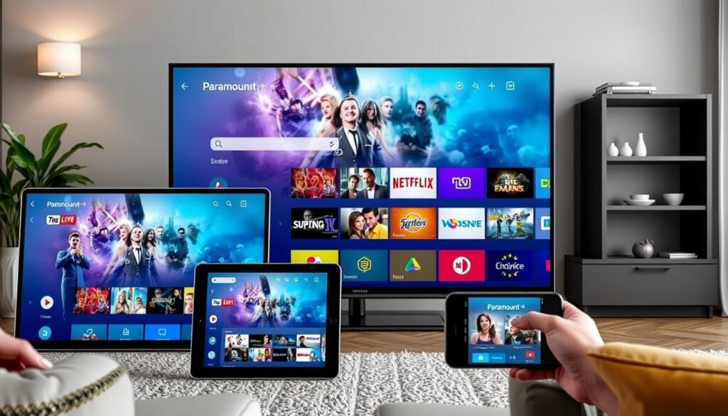 Image of Paramount+ with Live TV interface on various devices Image of Paramount+ with Live TV interface on various devices