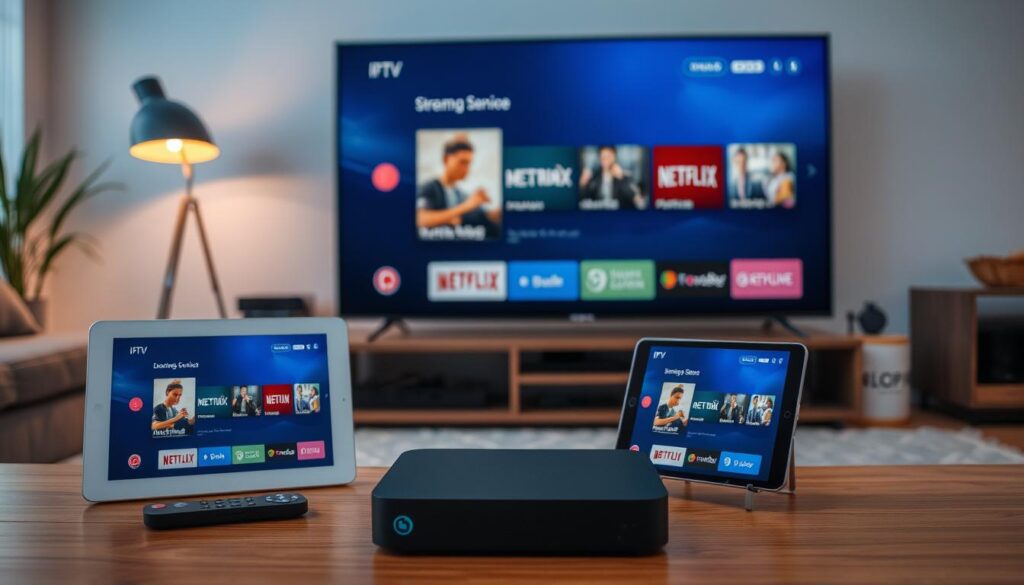 Image of various IPTV devices connected to a streaming service Image of various IPTV devices connected to a streaming service