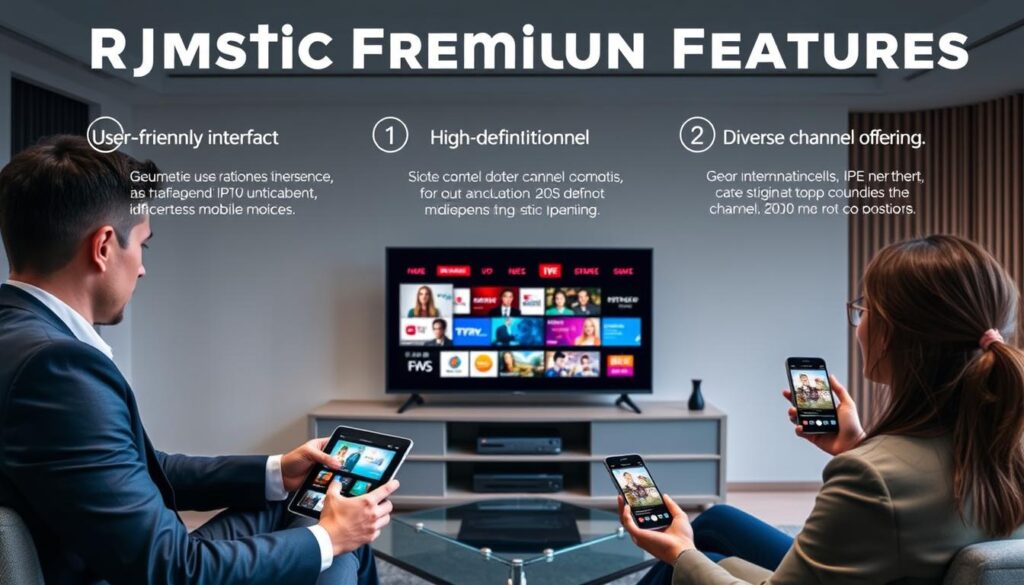 Generate an image highlighting Majestic IPTV's premium features. Generate an image highlighting Majestic IPTV's premium features.