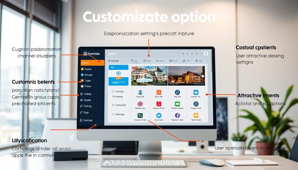 Generate an image illustrating IPTVtune's customization options. Generate an image illustrating IPTVtune's customization options.