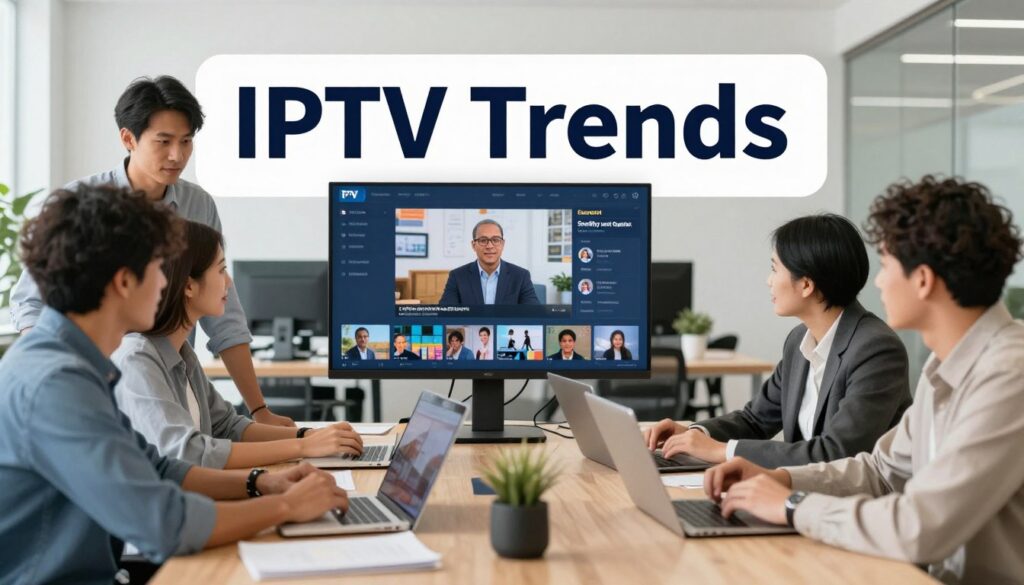 Generate an image illustrating the concept of IPTV Trends offering stability and quality. Generate an image illustrating the concept of IPTV Trends offering stability and quality.
