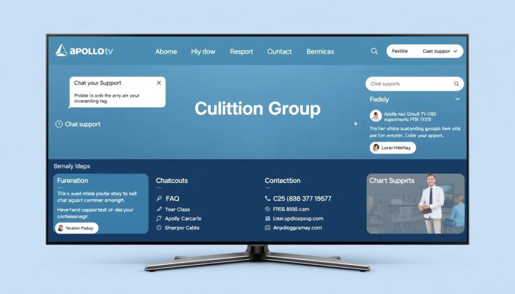 Generate an image of Apollo Group TV's customer support interface Generate an image of Apollo Group TV's customer support interface