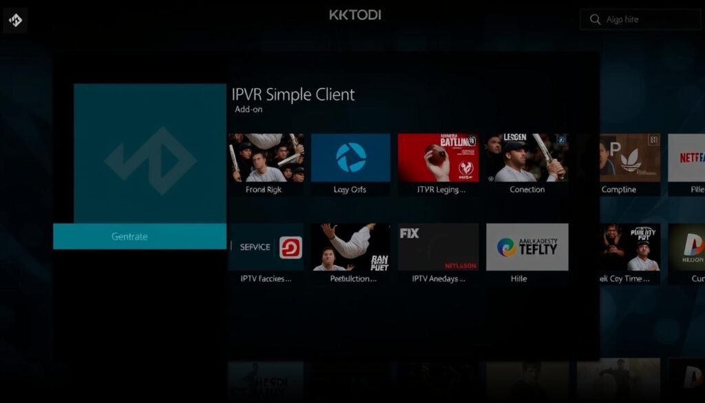 Generate an image of Kodi interface with PVR IPTV Simple Client add-on Generate an image of Kodi interface with PVR IPTV Simple Client add-on