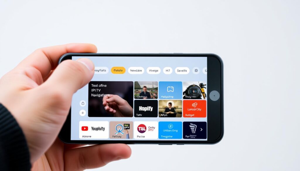 Generate an image of Majestic IPTV interface on a mobile device Generate an image of Majestic IPTV interface on a mobile device
