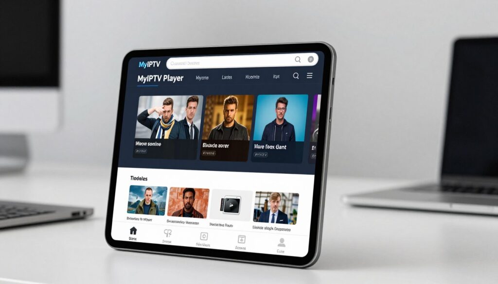 Generate an image of MyIPTV Player interface on a mobile device Generate an image of MyIPTV Player interface on a mobile device