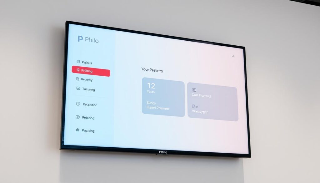 Generate an image of Philo's user interface on a TV screen Generate an image of Philo's user interface on a TV screen