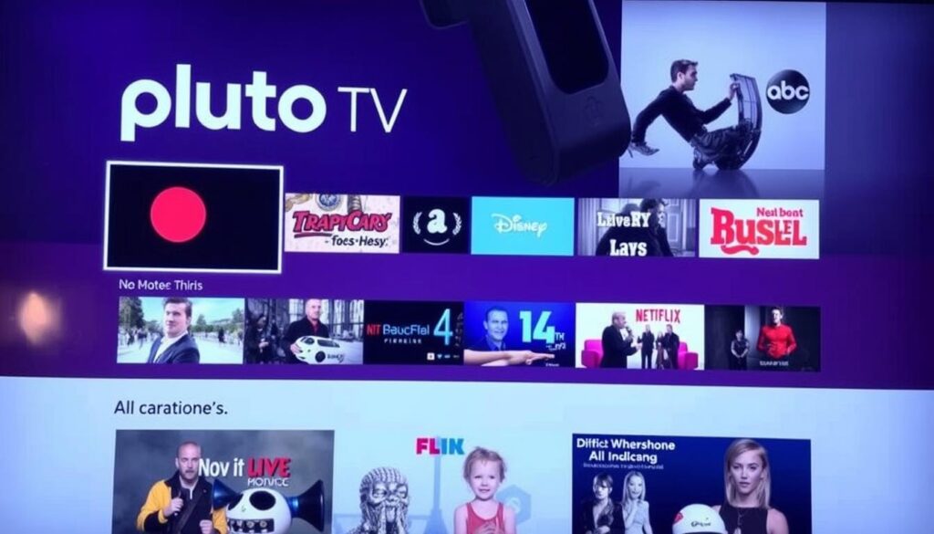 Generate an image of Pluto TV's homepage on a Firestick device Generate an image of Pluto TV's homepage on a Firestick device