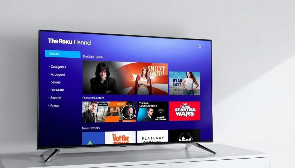 Generate an image of The Roku Channel interface. Generate an image of The Roku Channel interface.