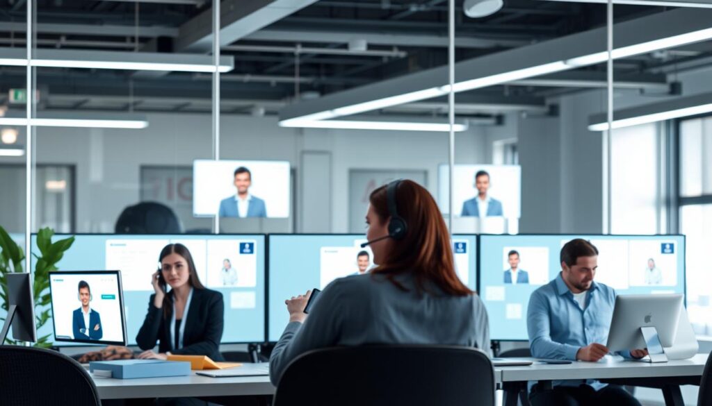Generate an image of TiVistation's customer support team in action, assisting clients. Generate an image of TiVistation's customer support team in action, assisting clients.