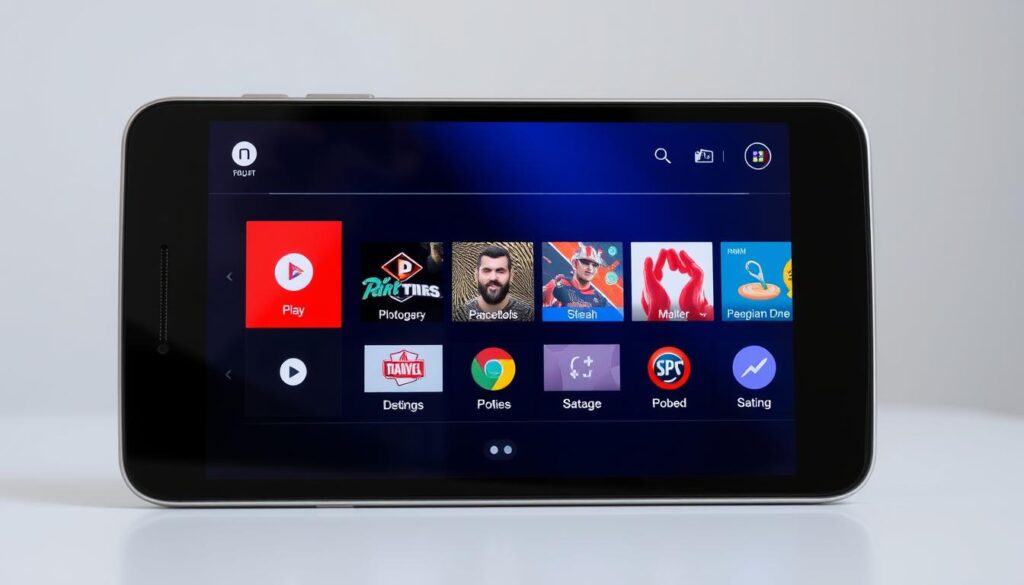 Generate an image of TiviMate IPTV player interface on an Android device. Generate an image of TiviMate IPTV player interface on an Android device.