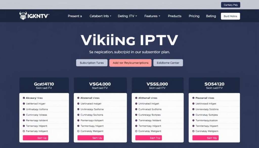 Generate an image of Viking IPTV's subscription plans on their official website. Generate an image of Viking IPTV's subscription plans on their official website.