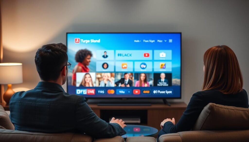 Generate an image of a person streaming their favorite show on a budget-friendly IPTV service Generate an image of a person streaming their favorite show on a budget-friendly IPTV service