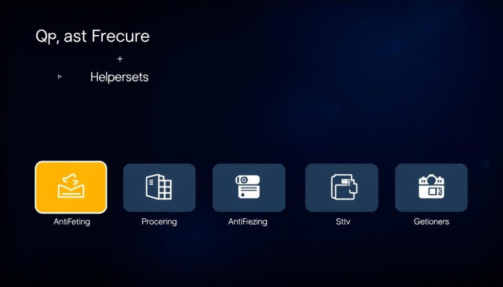 Generate an image of a reliable IPTV service interface with AntiFreeze technology. Generate an image of a reliable IPTV service interface with AntiFreeze technology.