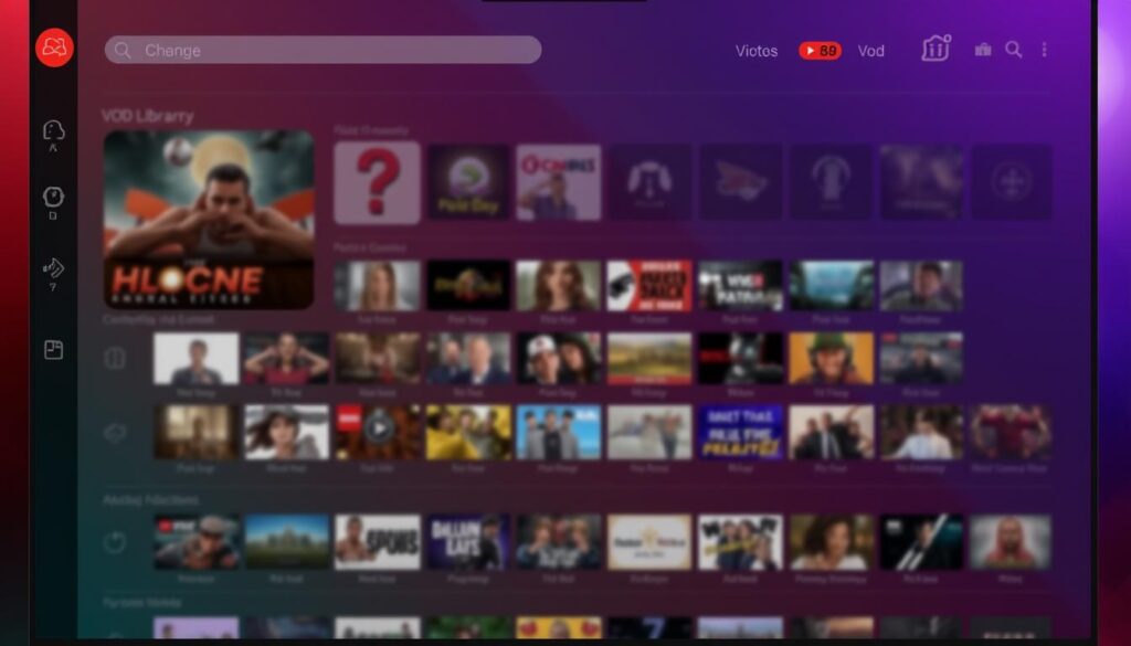 Generate an image of a trusted IPTV provider interface with a massive VOD library. Generate an image of a trusted IPTV provider interface with a massive VOD library.
