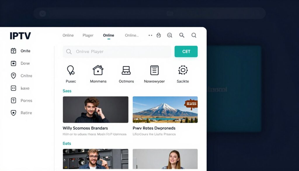 Generate an image of a user-friendly web interface for Online IPTV Player Generate an image of a user-friendly web interface for Online IPTV Player
