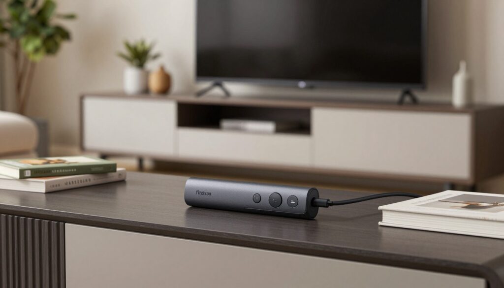 Generate an image of an Amazon Fire TV Stick. Generate an image of an Amazon Fire TV Stick.
