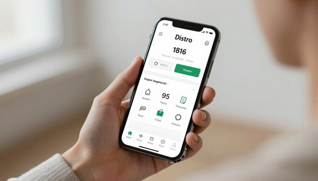 Generate an image of the Distro app on a smartphone. Generate an image of the Distro app on a smartphone.